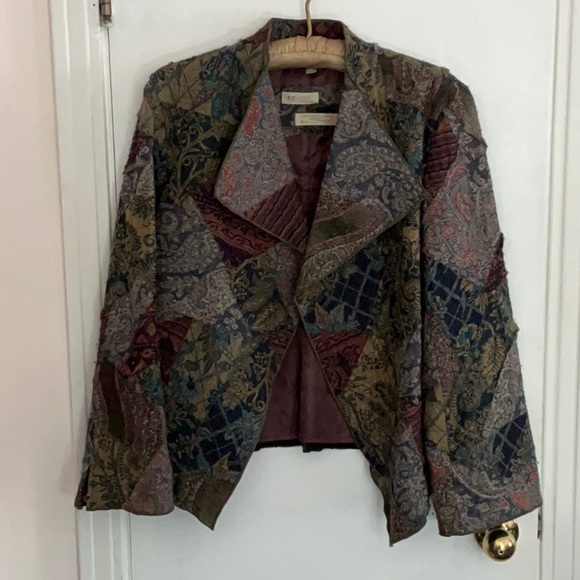 J Jill Limited Edition Open Patchwork Jacket with Slit Sleeves M Fall Autumn - Picture 1 of 10